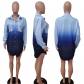 Tie Dye Ombre Fashion Cardigan Long Sleeve Dress Shirt LD83132