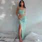 Sequin Camisole Slit Skirt Temperament Sequin Dress S289926W