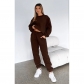 Solid Color Fleece Round Neck Pullover Long Sleeve Sweater Fashion Casual Pants Set SSN211257