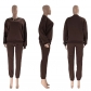 Solid Color Fleece Round Neck Pullover Long Sleeve Sweater Fashion Casual Pants Set SSN211257
