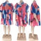 Tie Dye Print Lapel Pleated Shirt Fashion Casual Plus Size Women Dress SSN211237