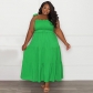 Solid Color Sexy Sling Tube Top Swing Skirt Plus Size Women's Dress SSN211241