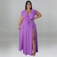 Plus Size Sexy Strapless Backless Solid Color Dress MY962