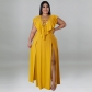 Plus Size Sexy Strapless Backless Solid Color Dress MY962
