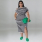 Plus Size Women's Striped Loungewear Multicolor Dress MY991