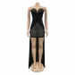 Fashion Women's Wrap Chest Cutout Back Cape Sleeveless Dress C5917