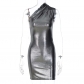 Sexy Slim Fit Solid Color Slanted Shoulder Sleeveless Hip Dress D289917K