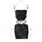 Sexy Slim Fit Solid Color Slanted Shoulder Sleeveless Hip Dress S289974K