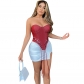 One-shoulder sleeveless wrap chest wink strap zip irregular top C22TP174