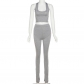 Sexy Low Cut Camisole High Waist Skinny Pants Casual Suit JS918689