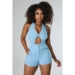 Solid Color High Waist Sexy Cutout Sleeveless Tie Jumpsuit YLY9798