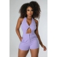Solid Color High Waist Sexy Cutout Sleeveless Tie Jumpsuit YLY9798