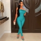 Fashion sexy tight wrap chest jumpsuit trousers OS6760