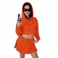 Women's embroidered cap rope hooded cardigan long sleeved top lace up love skirt casual suit K22ST469