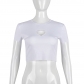 Women's T-shirt Round neck open navel Versatile hollow love short sleeve blouse 8919TD