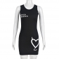 Sleeveless off-the-shoulder cutout heart letter dress skirt 8813DD