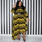 Striped Sleeve Belt Fashion Loose Plus Size Women's Dress OSS22452