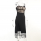 Sexy small sling lace stitching slit dress female scheming pure desire wind wave collar fairy skirt YJ22367