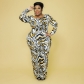 Leopard Print Slim Fashion Plus Size Women's Dress OSS22455