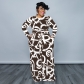 Stretch Knit Fashion Casual Suit Plus Size Women's Two Piece Set OSS22456