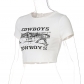 Women's Crew Neck Cropped Skinny Letter Print T-Shirt T155211H