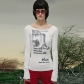 Abstract Letter Print Crew Neck Long Sleeve Slim Fit Bottoming Shirt Top T-Shirt T289705H
