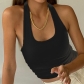 Solid Color Cropped Navel Sleeveless Halter Fashion Ribbed Tank Top X206-1