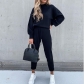 Two piece turtleneck casual solid color trousers with pockets M033