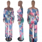 V-neck color printing fashionable casual suit M8909