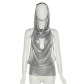 Nightclub Fashion Personality Spice Girl Hat Pile Neck Vest Two Piece Set K22S20727