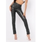 Fashion tight pants for women sexy split high waist micro pull PU leather pants WDS221004