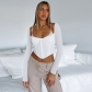 Fake two-piece waist girdle long sleeve slim sling bottoming T-shirt JY22313