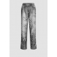 Fashion imitation denim printed loose pile pants Y10122