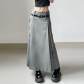Double waist head with belt Slim mid length skirt High temperature shape setting splicing pleated tooling skirt HGMHP27879