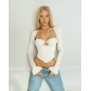 Mesh square neck hollow perspective open navel T-shirt SUM4933A