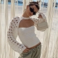 Woolen hole super short blouse, slim, versatile, hot girls wear sunscreen tops T25560