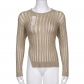 Irregular side split woolen blouse Women's fashion trend personality Versatile hole long sleeve top T26301