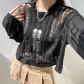 Sexy hole cut out wool blouse Women's pure sexy personality loose outer wool blouse T26305