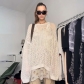 Hollow out mesh five pointed star loose shawl woolen blouse light breathable mesh top T27813