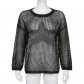 Hollow out mesh five pointed star loose shawl woolen blouse light breathable mesh top T27813