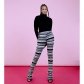 Color stripe knitted hollow jacquard fashion pile pants flared pants GL6585