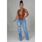 Stretch ripped loose jeans flare pants DJ1033
