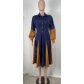 Women's autumn and winter long sleeved shirt color matching dress L0382