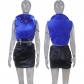 Women's coat solid color short waistless vest vest cotton jacket M7183