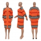 Women's casual cardigan long hand knitted stripe coat TS1225