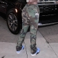 Fashion printed camouflage pocket overalls flare pants K22PT438