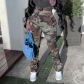 Fashion printed camouflage pocket overalls flare pants K22PT438