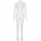 Solid Slim Slim Short Sleeve Top High Waist Tight Pants Set K22S21653