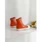 Orange thick soled high top shoes Candy colored student shoes lace up lovers' casual shoes PT5919-1