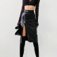 New fashion high waist PU personality irregular zipper skirt Q22SK533